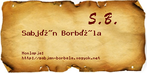 Sabján Borbála névjegykártya